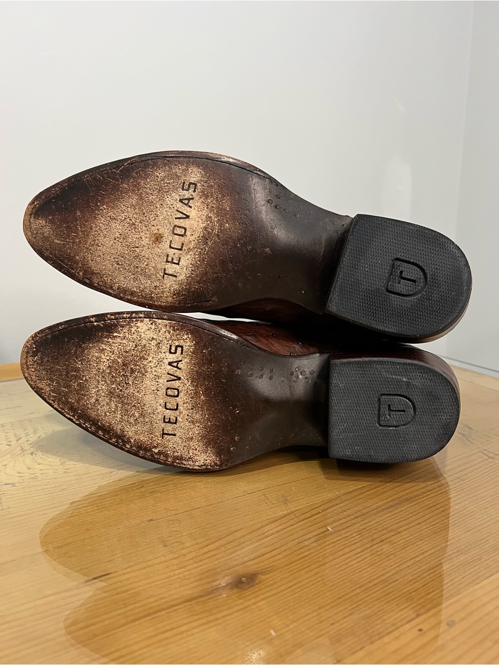 Tecovas the Jessie bourbon  Brown Ostrich Leather Heeled Cowboy Boots - Picture 2 of 7